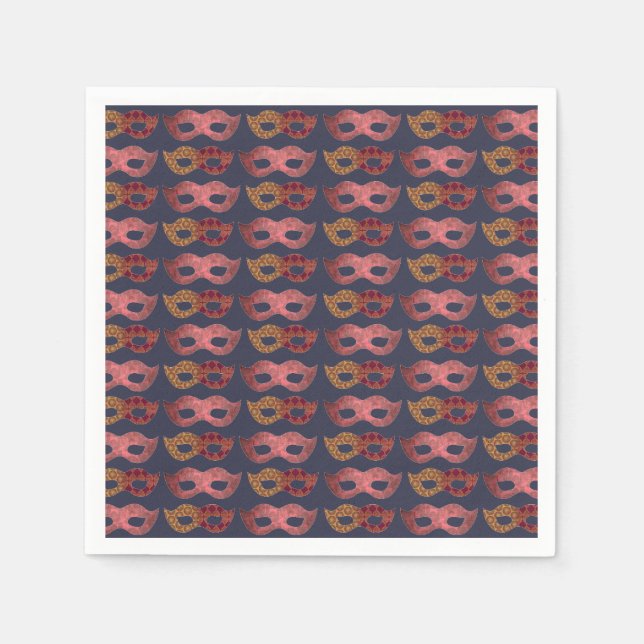 Serviette En Papier Masques de masquerade de Bourgogne motif (Devant)