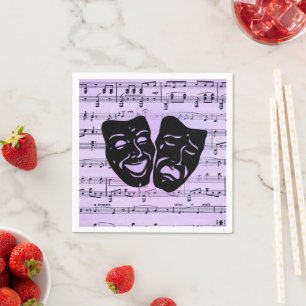 Serviette En Papier Masques de musique et de théâtre violets