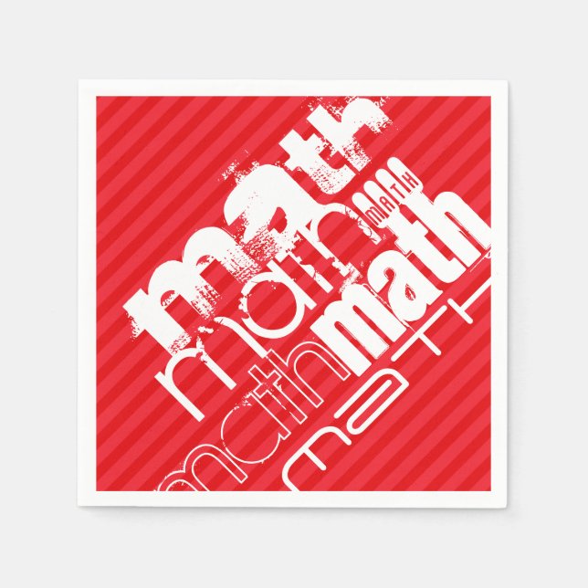 Serviette En Papier Maths ; rayures rouges écarlates (Devant)