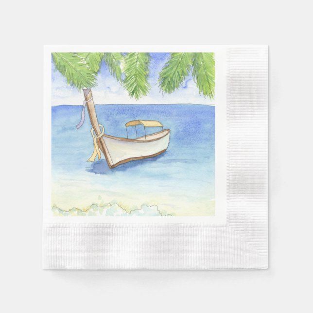 Serviette En Papier Matin à Bali Aquarelle (Devant)