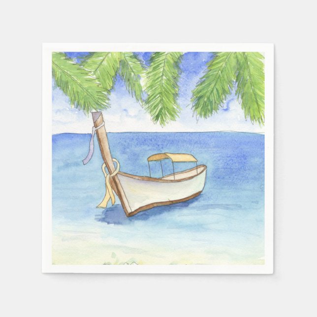 Serviette En Papier Matin à Bali Aquarelle (Devant)