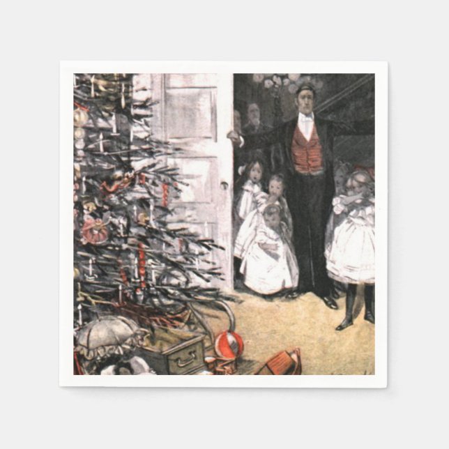 Serviette En Papier Matin de Noël victorien (Devant)