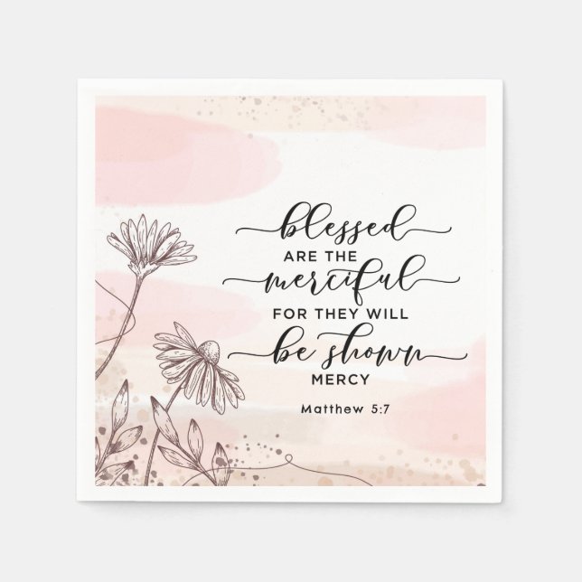 Serviette En Papier Matthieu 5:7 Heureux sont la Bible Miséricordieuse (Devant)