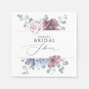 Serviette En Papier Mauve Dusty Blue Floral Baby shower Fête des marié