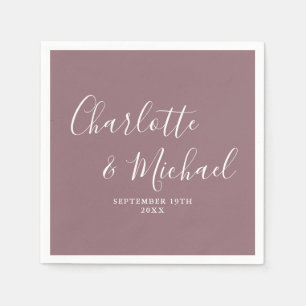 Serviette En Papier Mauve Elegant Signature Script Mariage
