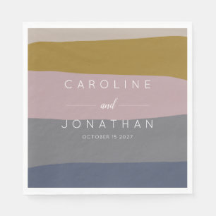 Serviette En Papier Mauve moderne et bloc de couleur bleue Mariage per