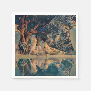 Serviette En Papier Maxfield Parrish Le Jardin d'Allah 1918 Beaux-Arts