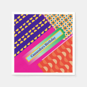 Serviette En Papier Maximaliste Anniversaire répétition Motif coloré