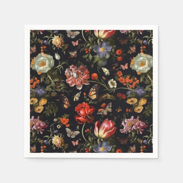 Serviette En Papier Maximaliste Baroque Floral (Devant)