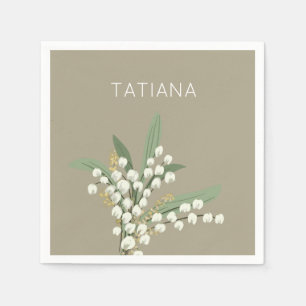 Serviette En Papier May Lily of the Valley Floral Bouquet Nom personna