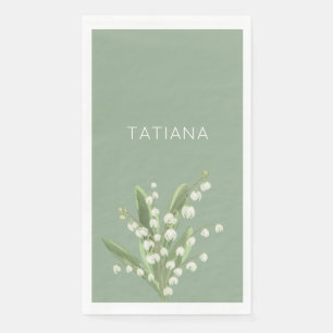 Serviette En Papier May Lily of the Valley Floral Bouquet Nom personna