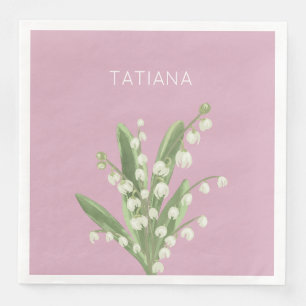 Serviette En Papier May Lily of the Valley Floral Bouquet Nom personna