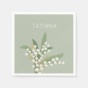 Serviette En Papier May Lily of the Valley Floral Bouquet Nom personna
