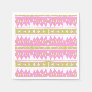 Serviette En Papier Mazipoodé Motif afrofuturiste rose blanc vert