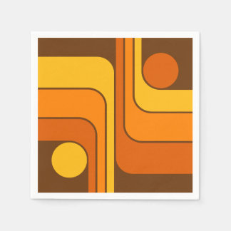 Serviette En Papier MCM 1970s Retro Style Geometric Design