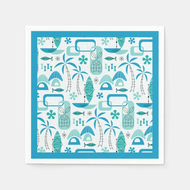 Serviette En Papier MCM Hawaiian Village – Blue (Devant)