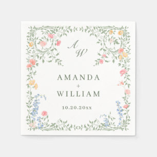 Serviette En Papier Meadow Pastel Français Rose Floral Mariage