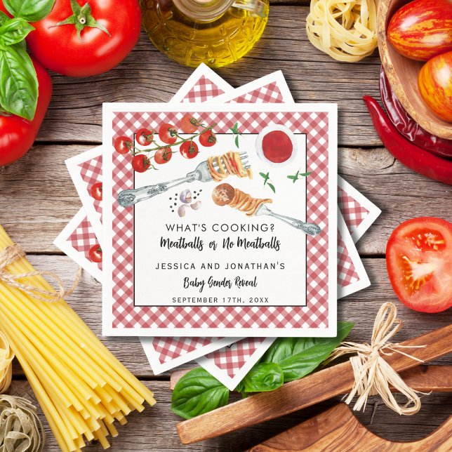 Serviette En Papier Meatballs Or No Meatballs Gender Reveal Party (Créateur téléchargé)