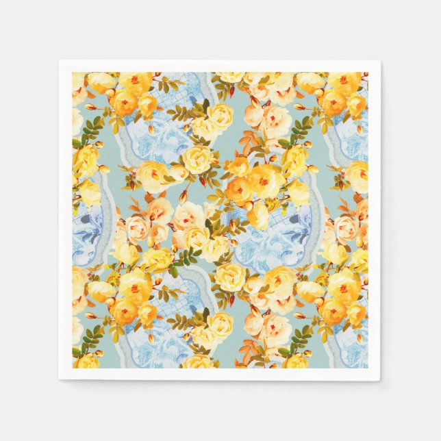 Serviette En Papier Médaillons et Roses (Devant)