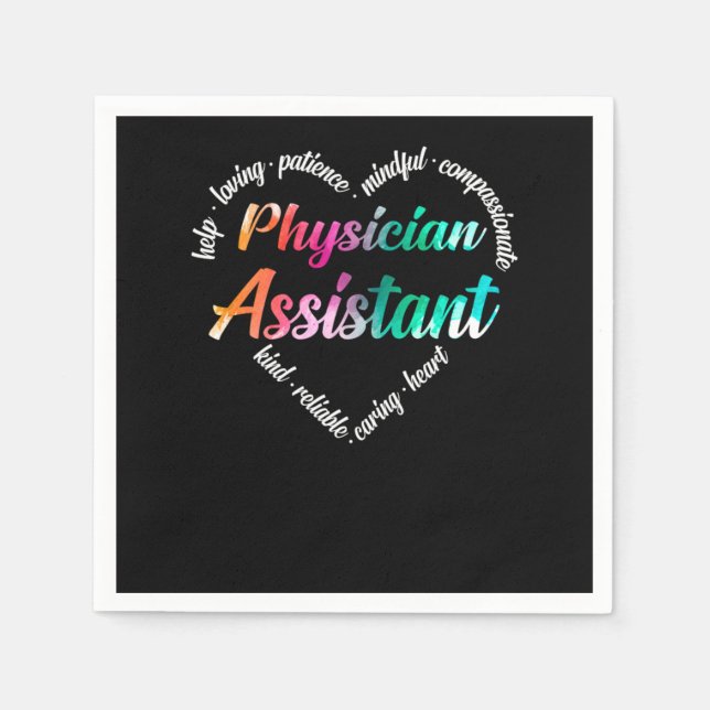 Serviette En Papier Médecin Assistant Médecin Mot de coeur (Devant)