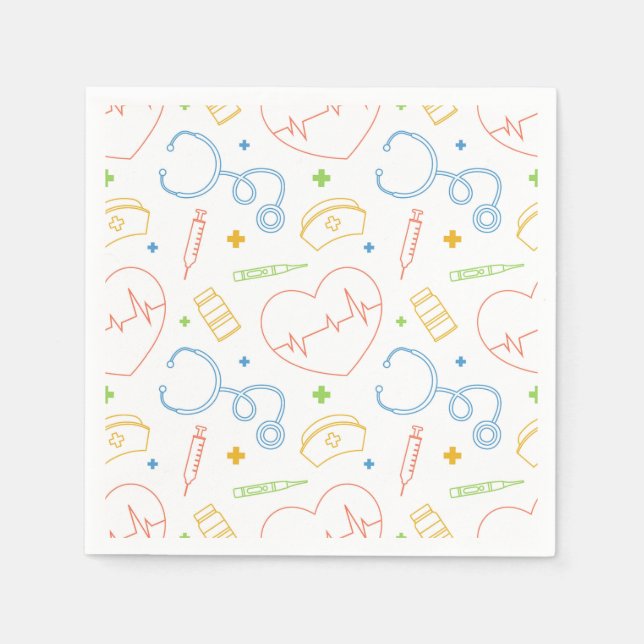 Serviette En Papier Médecin Infirmière Médicale Santé Urgence (Devant)