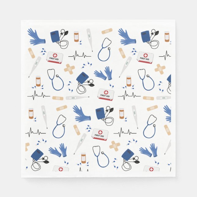 Serviette En Papier Médecin Médicale moderne Motif infirmière (Devant)