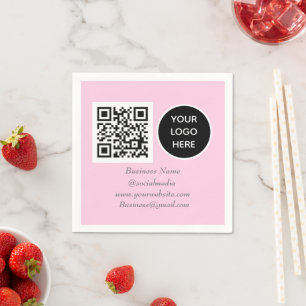 Serviette En Papier Médias sociaux QR Code rose moderne Logo d'entrepr