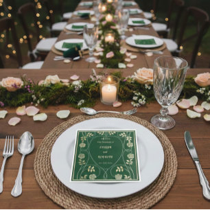 Serviette En Papier Médiéval Gold Floral Coeurs et Mariage d'épée