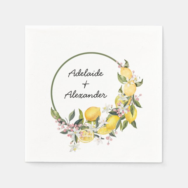 Serviette En Papier Mediterranean Lemon Citrus Wedding Collection (Devant)