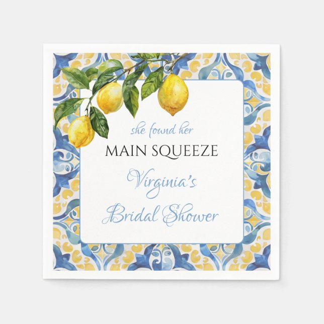Serviette En Papier Mediterranean Lemon Main Squeeze Enterrement de Vi (Devant)