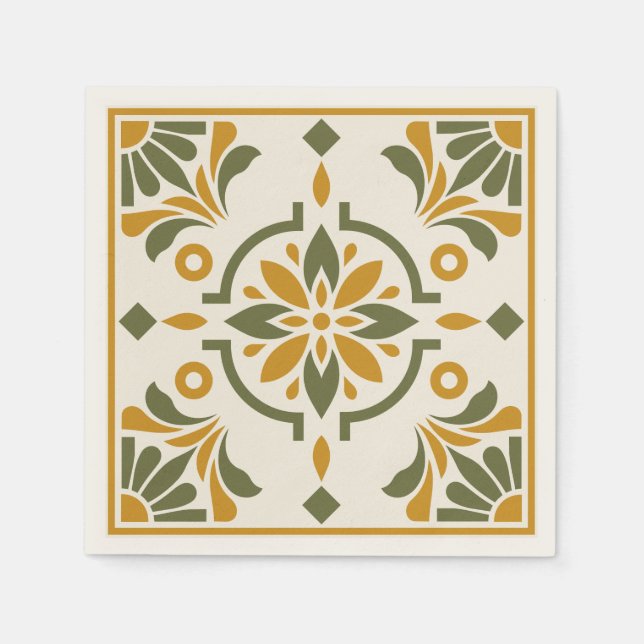 Serviette En Papier Mediterranean Olive Tile (Devant)