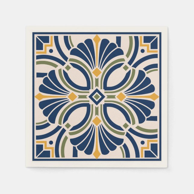 Serviette En Papier Mediterranean Ornamental Tile (Devant)