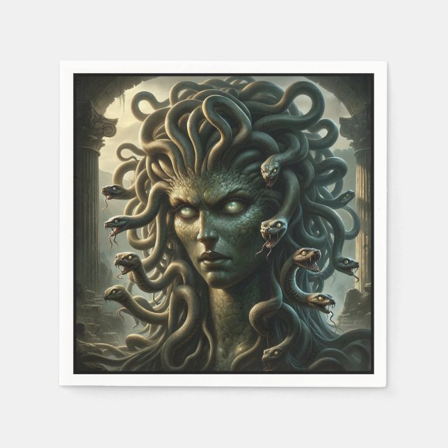 Serviette En Papier Medusa Stare de la mort Tête des serpents (Devant)