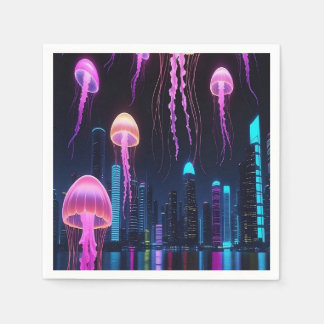 Serviette En Papier Méduse Néon au-dessus de la Cyber City