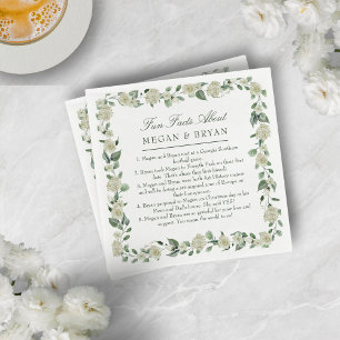 Serviette En Papier Megan Elegant Mariage Réception Fun Facts Cocktail