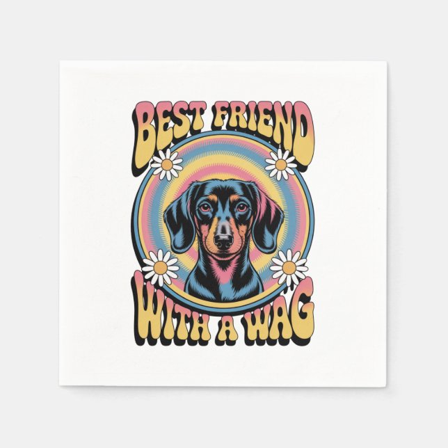 Serviette En Papier Meilleur ami teckel avec un balancement (Devant)