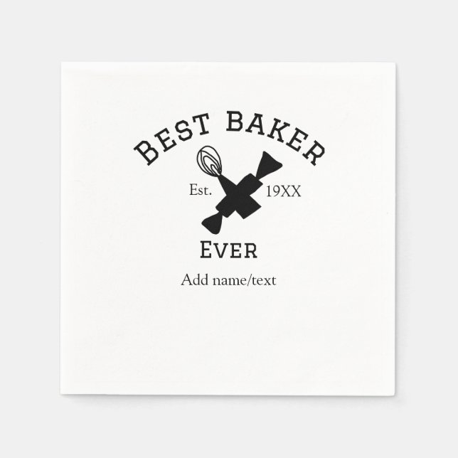 Serviette En Papier Meilleur boulanger jamais ajouter nom texte cuisso (Devant)