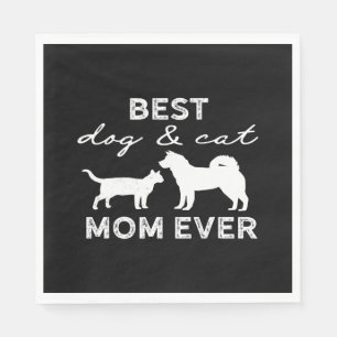 Serviette En Papier Meilleur Chien Et Chat Maman Cadeau Cute Crazy Cha