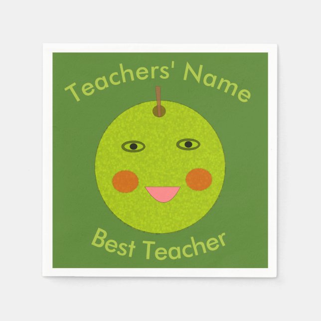 Serviette En Papier Meilleur enseignant Happy Apple papier personnalis (Devant)