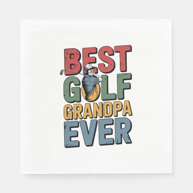 Serviette En Papier Meilleur Grand-Père De Golf (Devant)