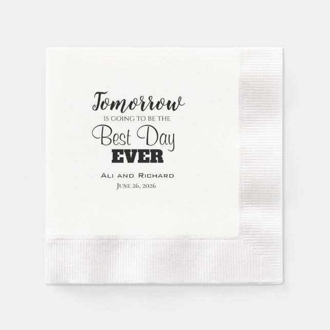 Serviette En Papier Meilleur Jour De Répétition Dîner Mariage Napkins (Devant)