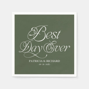 Serviette En Papier Meilleur Jour de Tous les Temps Mariage Moderne Mi