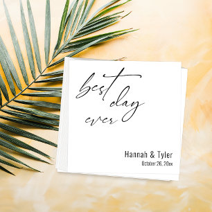 Serviette En Papier Meilleur Jour Jamais Élégant Simple Mariage