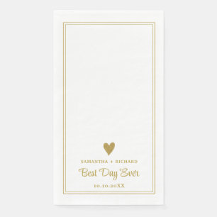 Serviette En Papier Meilleur jour jamais Gold Heart Mariage Personnali