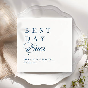 Serviette En Papier Meilleur jour jamais   Mariage blanc minimaliste