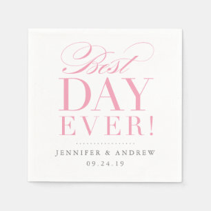 Serviette En Papier Meilleur Jour Jamais Mariage Napkin rose