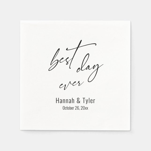 Serviette En Papier Meilleur Jour Jamais Simple et élégant Mariage (Devant)