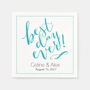 Serviette En Papier MEILLEUR JOUR Jour de mariage TURQUOISE
