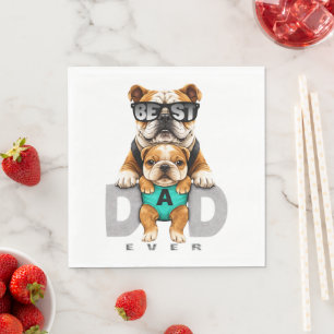 Serviette En Papier Meilleur Papa Bouledogue Ever – Cute Bulldog Fête