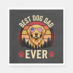 Serviette En Papier Meilleur Papa Chien Retro Golden Retriever